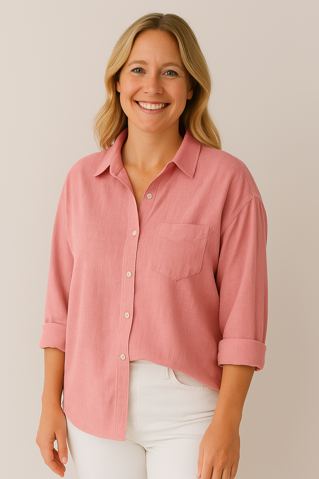 Isabelle | Linnen Blouse met Borstzak