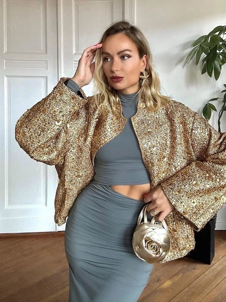 Zaryana | Gouden Sequin Jacket