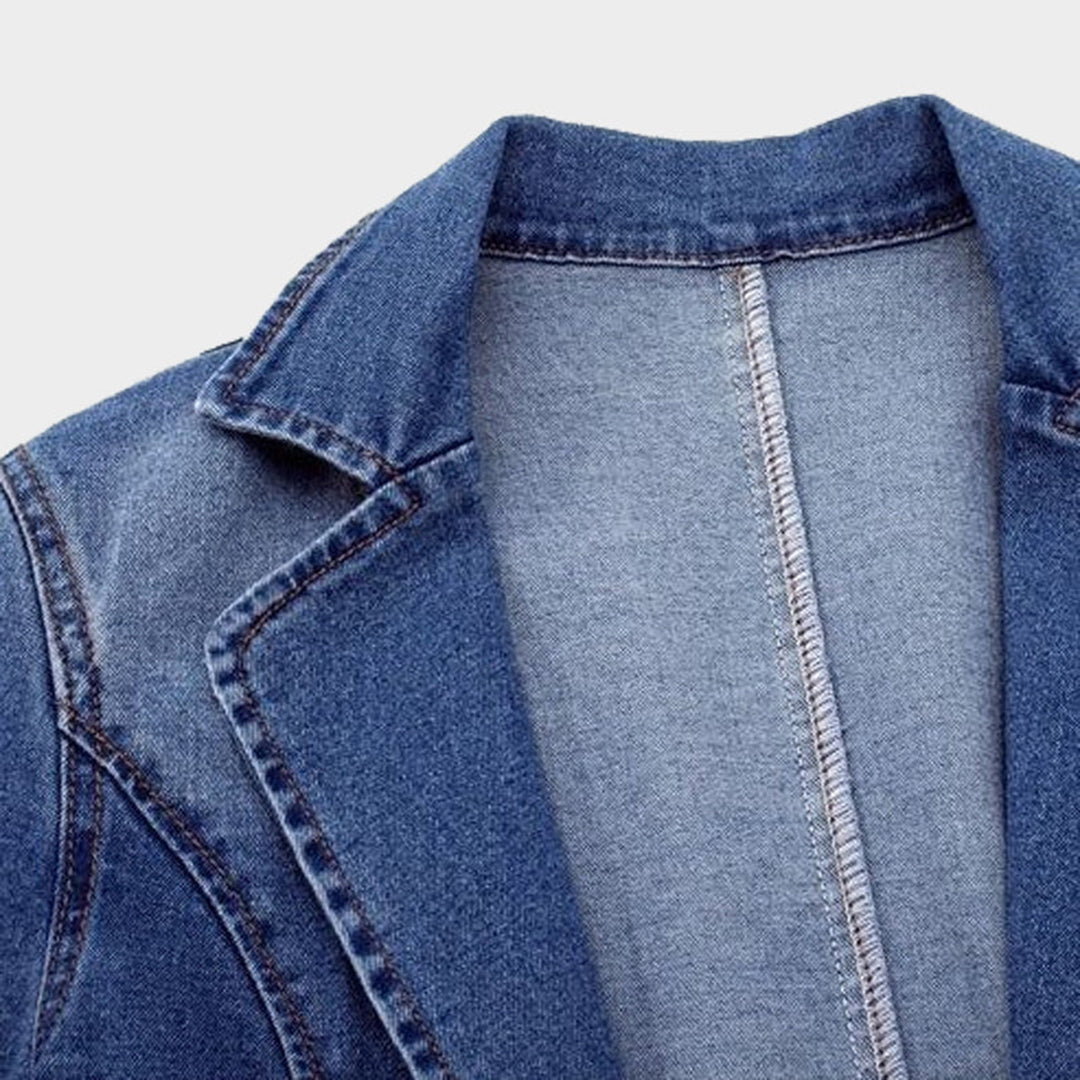 denim blazer met lapelkraag