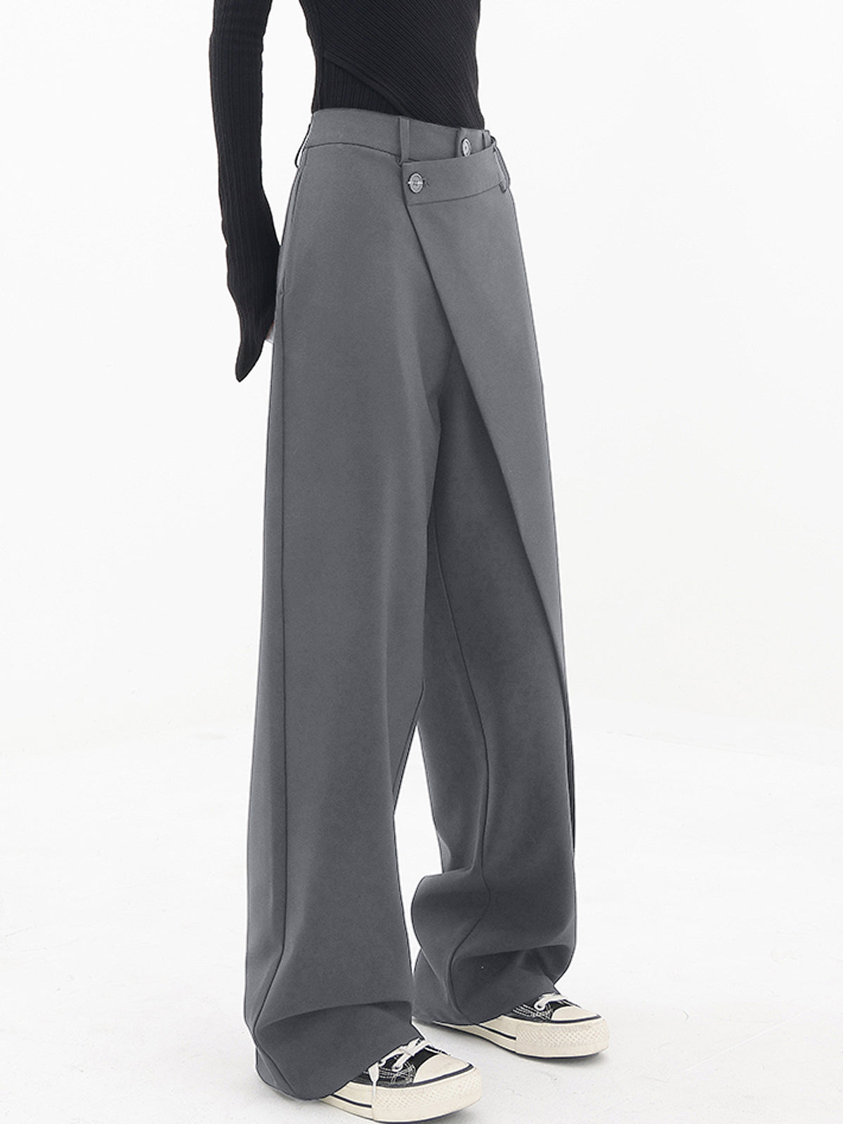 Sienna | Comfortabele Wijde Broek met Asymmetrische Sluiting