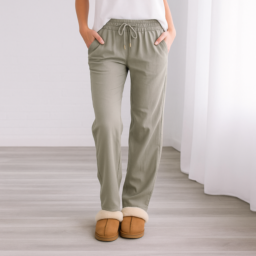 Lichtgewicht damesbroek met elastische taille en trekkoord – ideale casual reisbroek