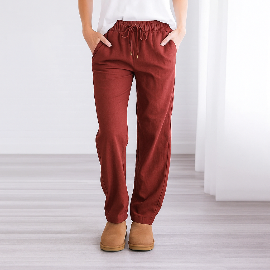 Stijlvolle ademende damesbroek voor dagelijks gebruik – Amanda linnen-katoen mix