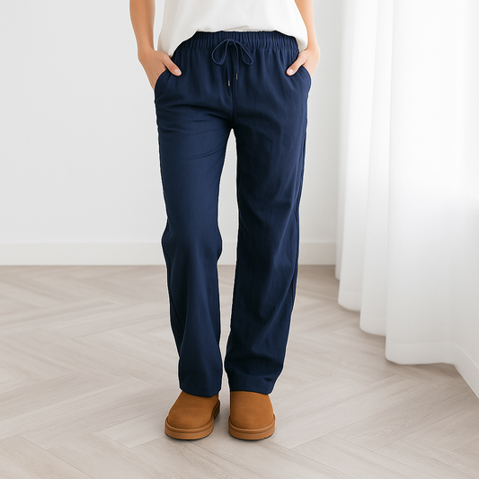 Amanda damesbroek van katoen-linnen – luchtige en comfortabele zomerbroek met relaxte pasvorm