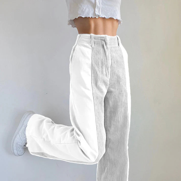 Wanda | Wijde corduroy broek met hoge taille