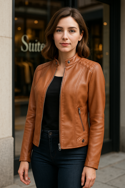 Arina | Elegante leren jas voor dames