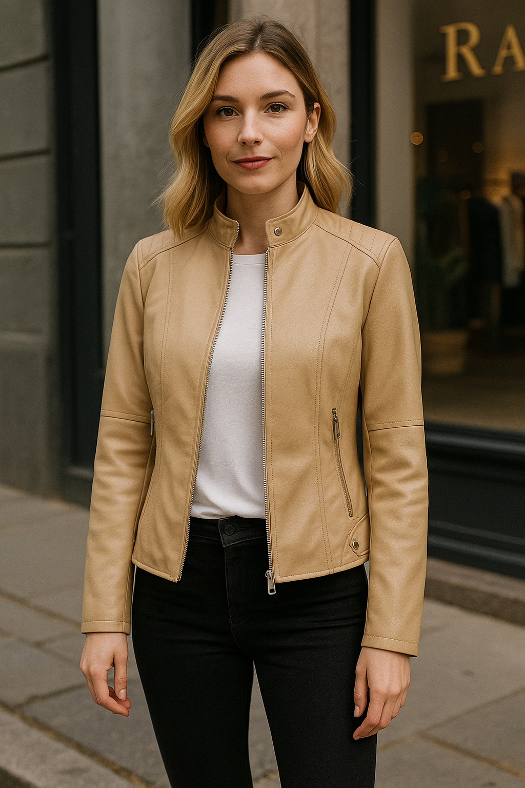 Arina | Elegante leren jas voor dames