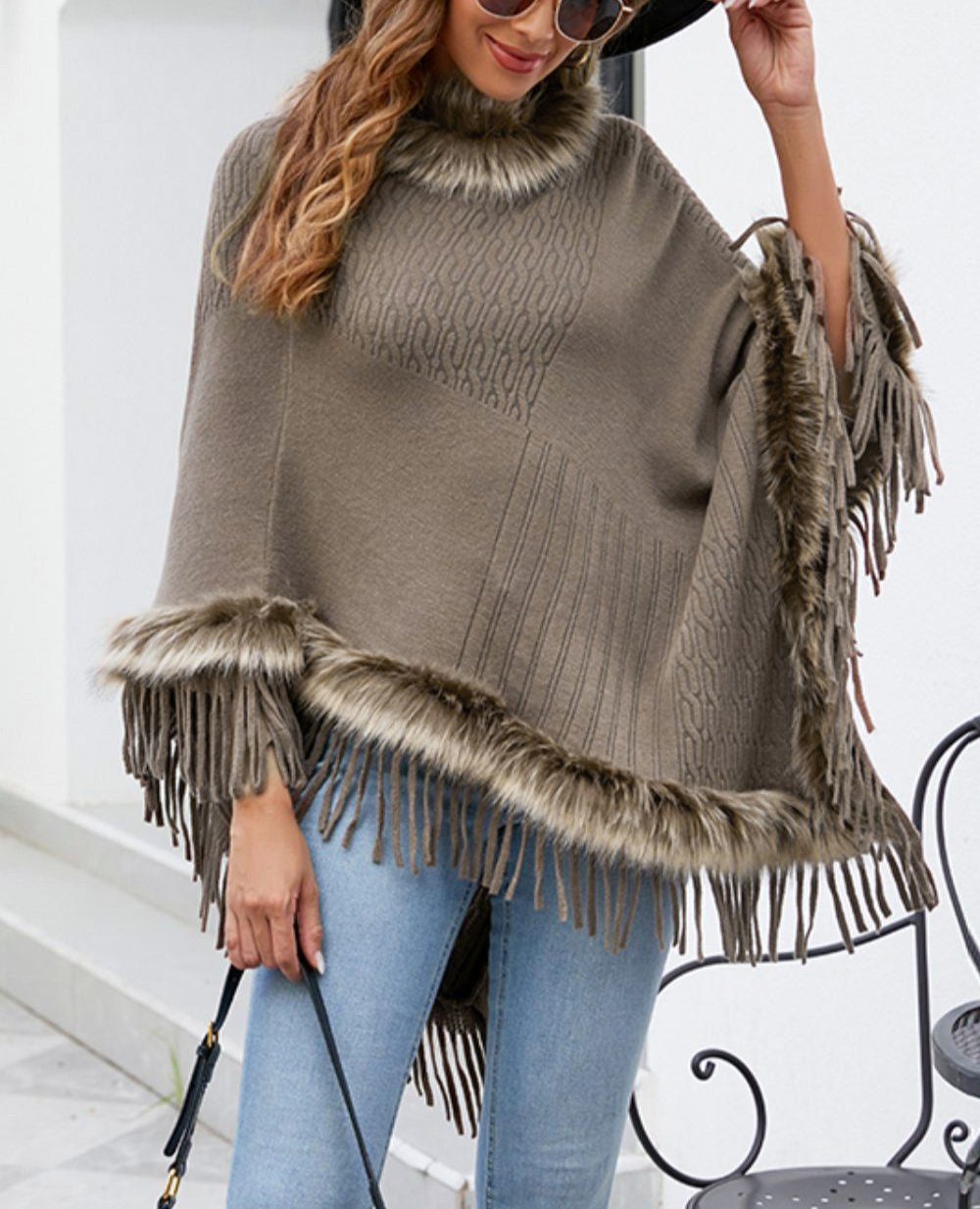 Estelle | Faux fur dames poncho