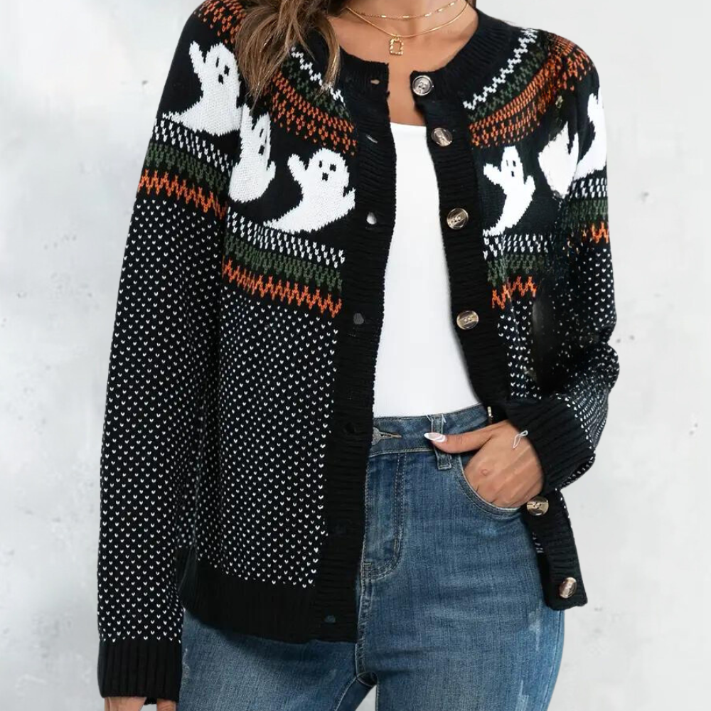 Ciska | Unisex gebreide halloween ghost cardigan
