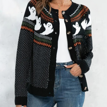 Ciska | Unisex gebreide halloween ghost cardigan