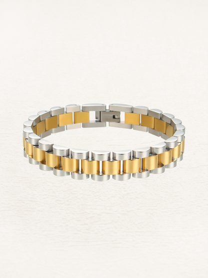 Palmina | Brede Schakelarmband Goud-Zilver