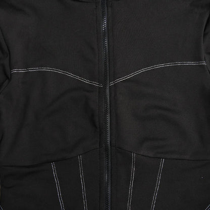 Carmina jumpsuit: elegante bodycon jumpsuit met O-hals, lange mouwen en stijlvolle ritssluiting. Gemaakt van een comfortabele mix van polyester en spandex voor een zachte en rekbare pasvorm. Perfect voor avondgelegenheden en stijlvolle bijeenkomsten. Verkrijgbaar in Zwart, in maten XS t/m 2XL. Combineer moderne elegantie met een sexy silhouet en maak een zelfverzekerde indruk. Bestel nu de Carmina jumpsuit en straal allure en verfijning uit!