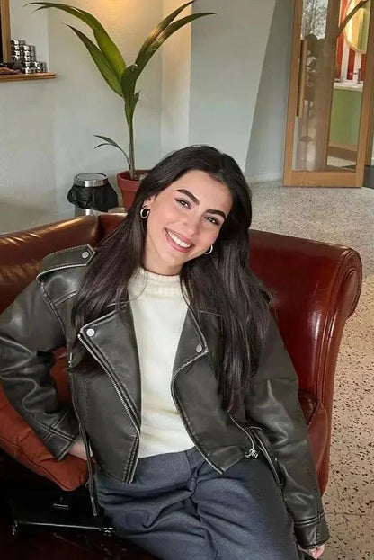 Mindy | Stijlvolle cropped bikerjack