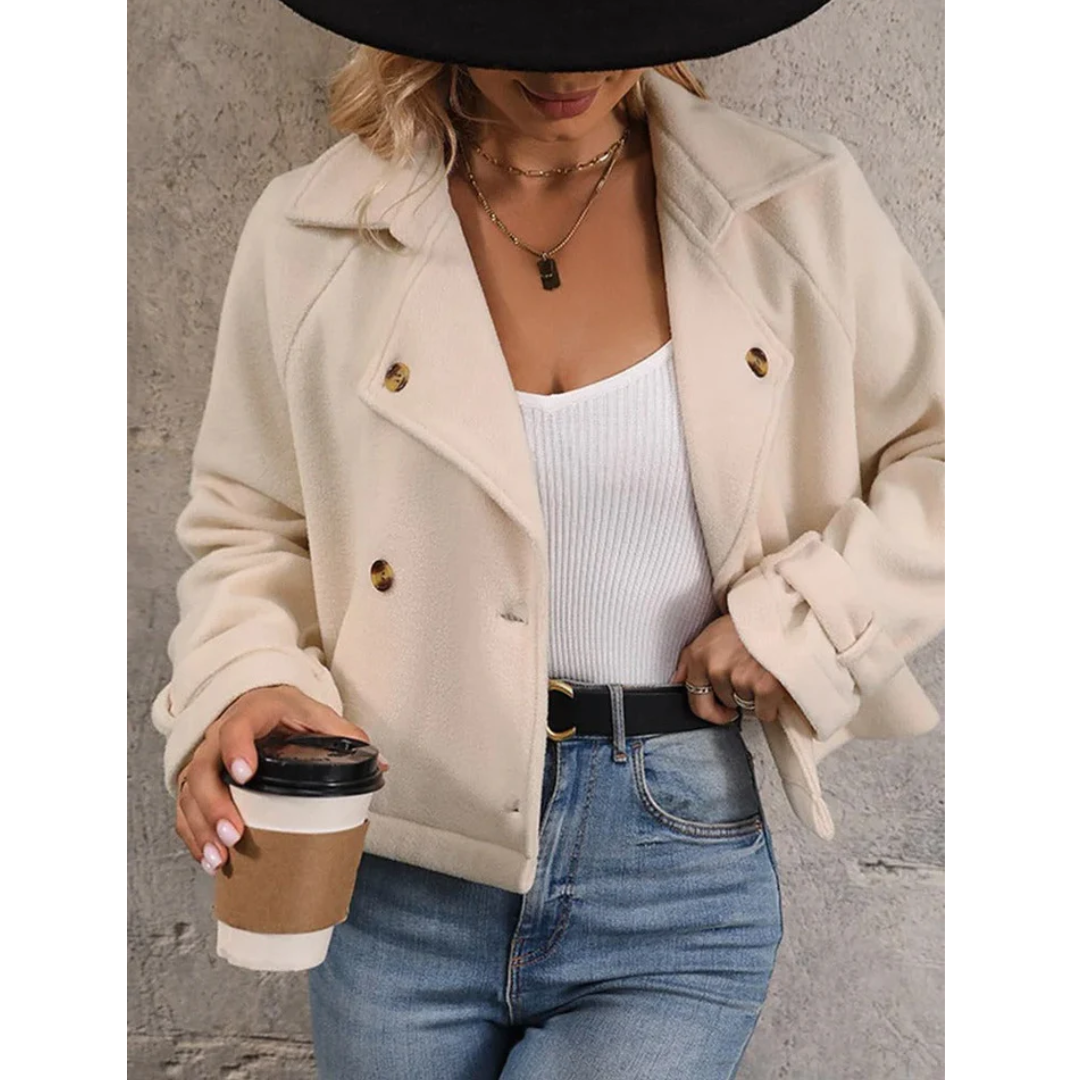 Ivana | Elegante Cropped Mantel met Dubbele Knopen