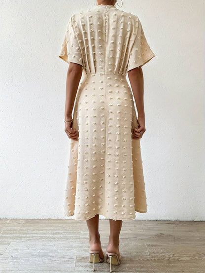 Indigo | Elegante Midi Jurk met V-Hals en Taille-Accent