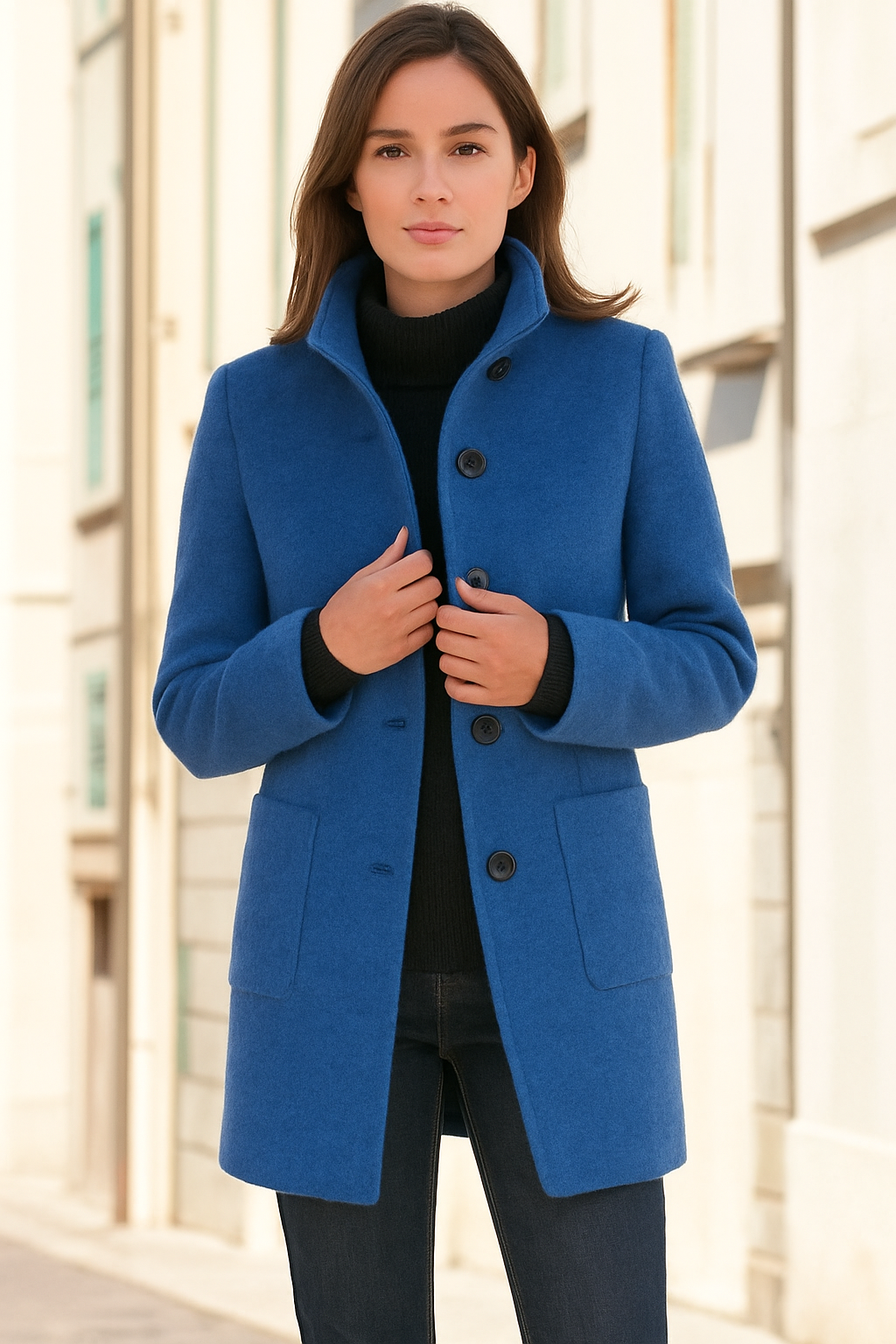 De Selah jas combineert moeiteloze warmte met tijdloze stijl. Met een klassiek ontwerp en flatterende pasvorm is deze jas perfect voor casual uitjes, kantoordagen en frisse dagen. Verkrijgbaar in koningsblauw, donkergrijs, groen, lichtgrijs, blauw, maten S-2XL. Voeg elegantie en comfort toe aan je garderobe met de Selah. Bestel nu en geniet van een stijlvolle look en knus comfort tijdens de koelere maanden!