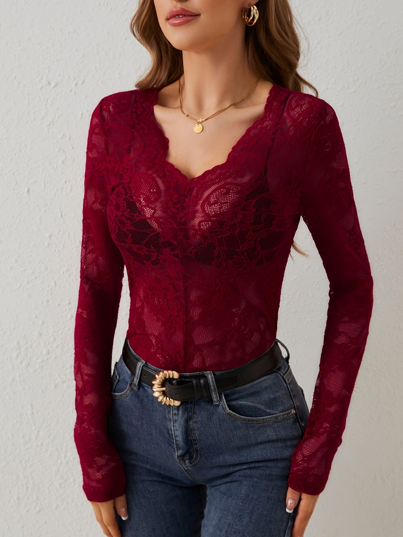 Liora | Elegante Herfst Kant Blouse voor Vrouwen