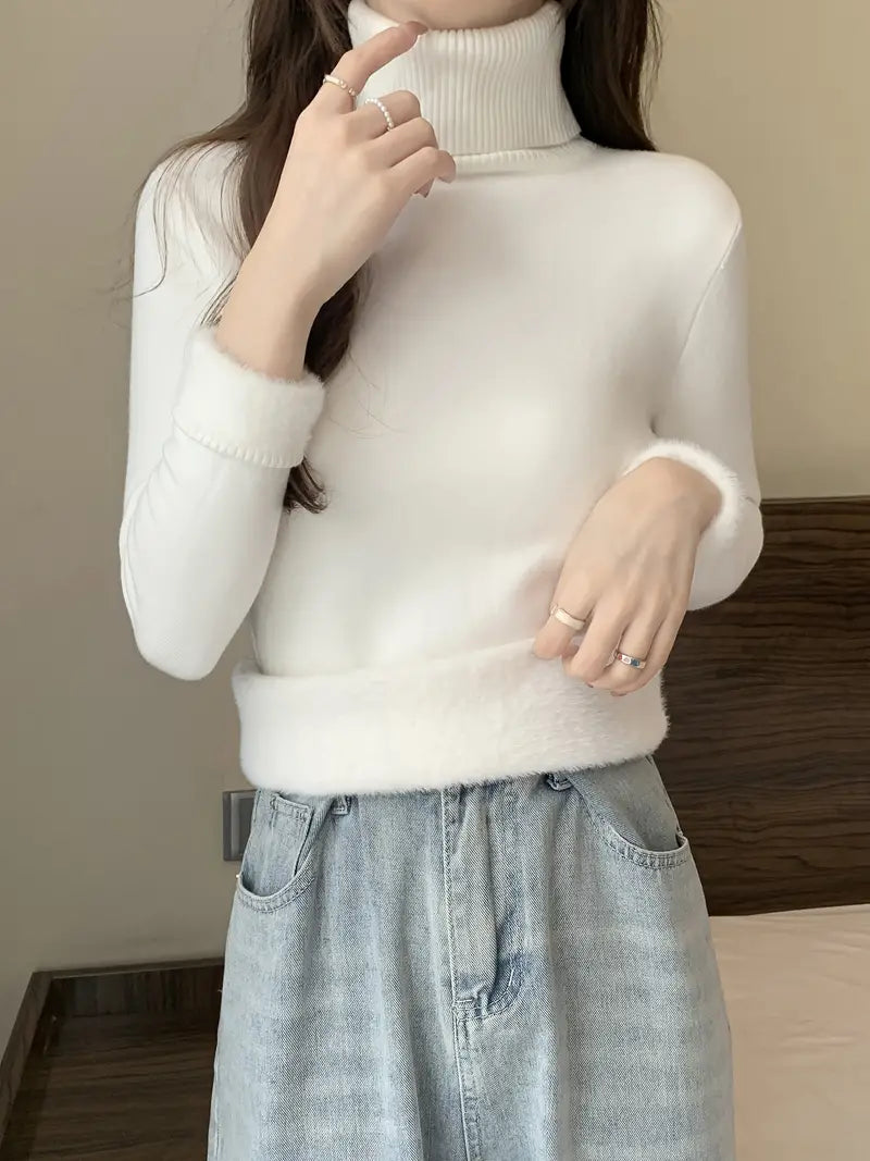 Tijdloze coltrui Dalia voor minimalistische elegantie en comfort. Perfect voor elke gelegenheid met een zachte, comfortabele pasvorm en een strak design. Combineer moeiteloos met jassen, blazers of draag solo voor een chique look. Verkrijgbaar in wit en maten M-4XL. Bestel nu en voeg klassieke stijl en veelzijdigheid toe aan je garderobe!