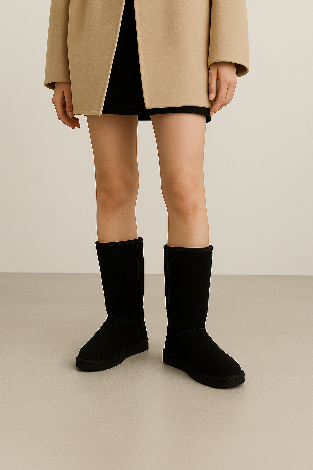 hoge ugg laarzen van sheepskin schapenhuid met nepbont binnenkant voering. ze zijn waterdicht en super comfortabel, perfect voor het najaar, de herfst en winter van 2025