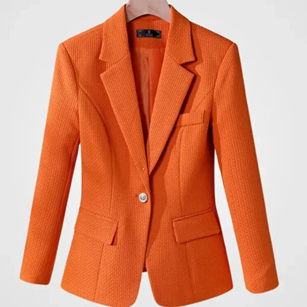 stijlvolle geribte blazer met voorzakken en knoopsluiting