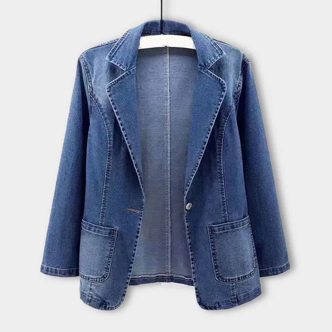 denim blazer met lapelkraag
