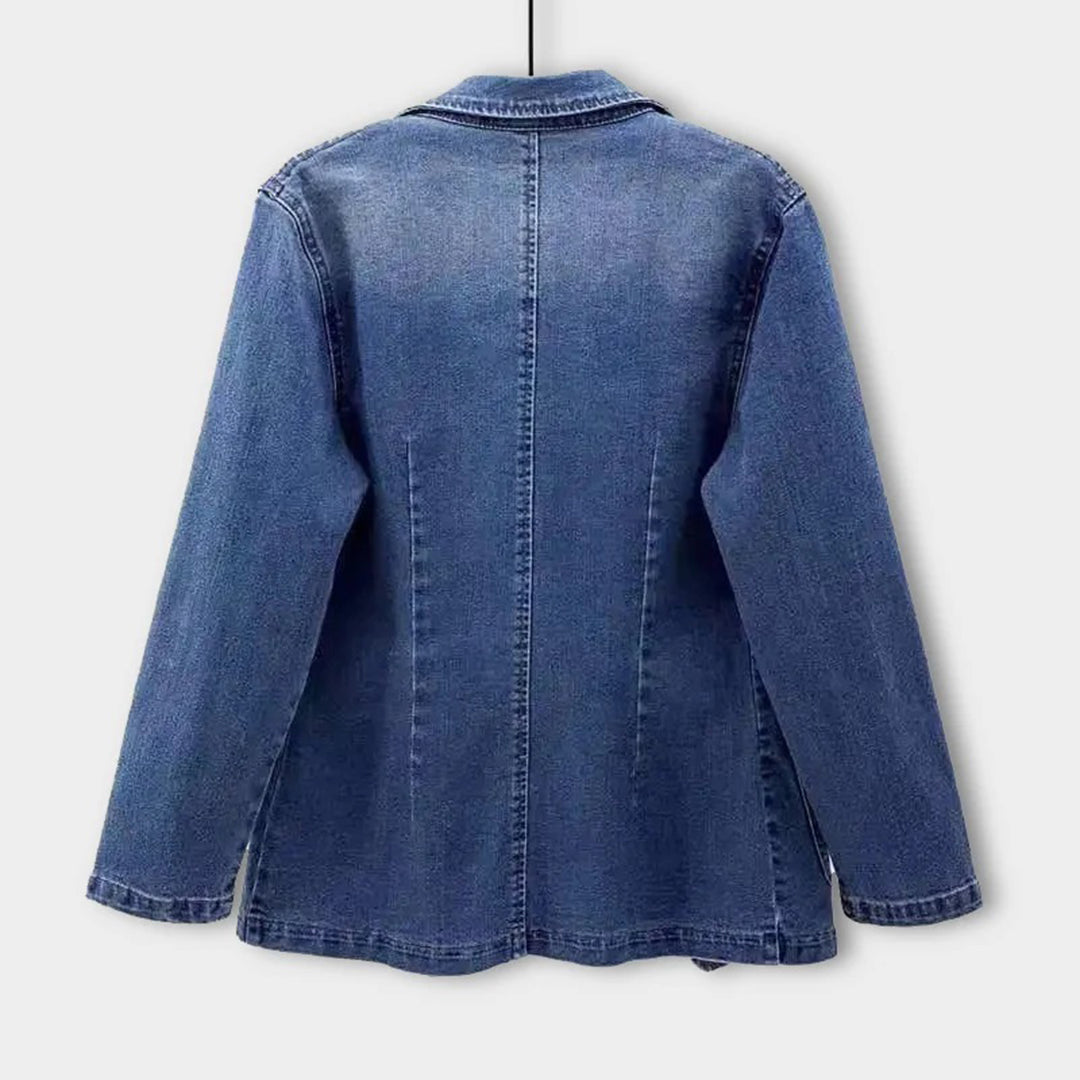 denim blazer met lapelkraag